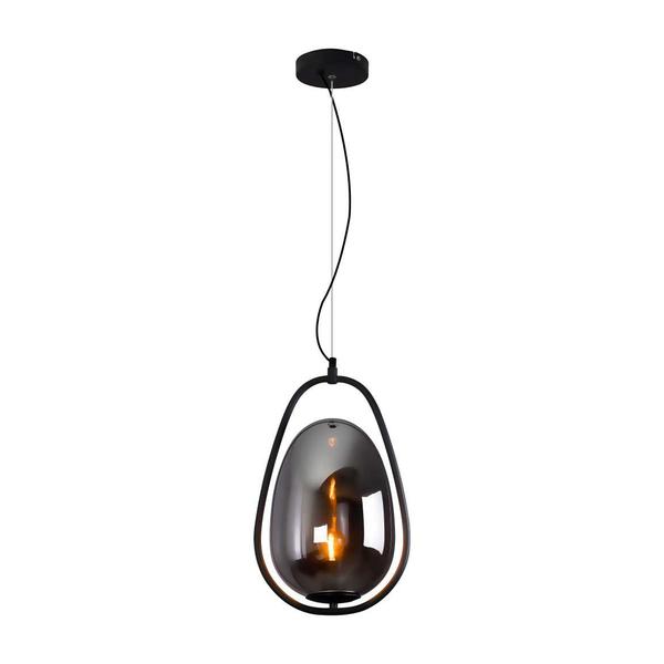 Imagem de Pendente Cupula Vidro Uovo Preto 7 X 42cm ZR078 Starlux + LED E27 ST2537