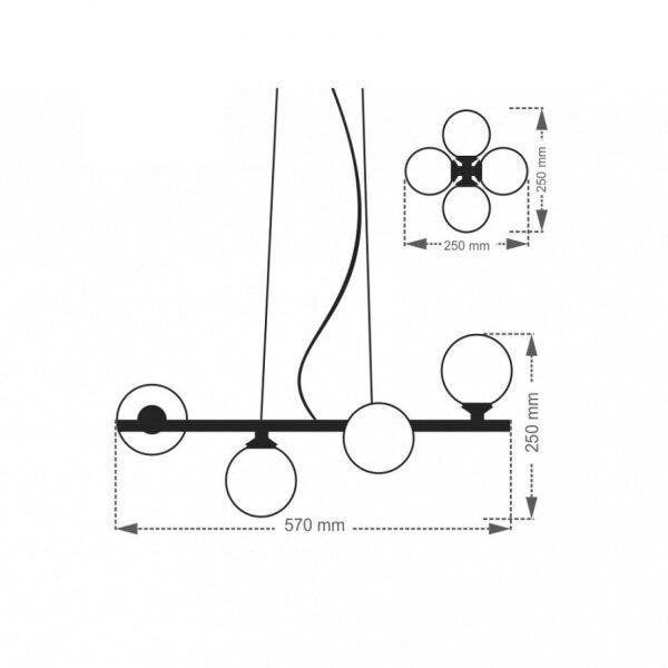 Imagem de Pendente de Aço e Vidro para 4 Lâmpadas G9 Jabuticaba Taschibra