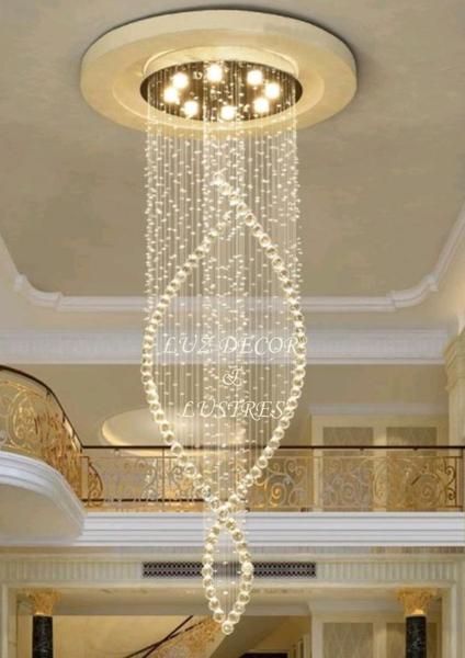 Pendente De Cristais Legítimos Moderno Para Pé Direito Duplo - LUZ DECOR Imagem de Pendente De Cristais Legítimos Moderno Para Pé Direito Duplo