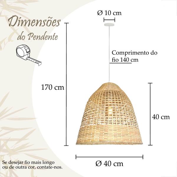 Imagem de Pendente De Fibra Natural Em Bambu Artesanal Bamboo Nat18