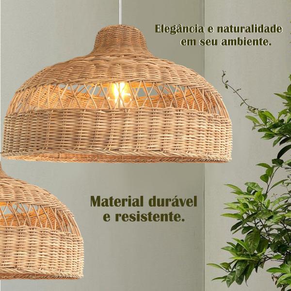 Imagem de Pendente De Fibra Natural Rustico Rattan E37 Lanchonete Nat77