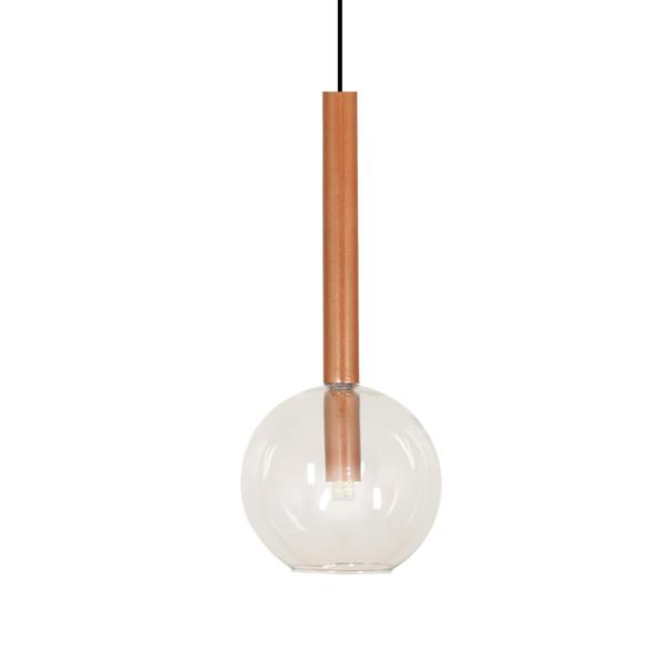 Imagem de Pendente De Teto Luminária Tubo Globo Vidro 14Cm Cobre