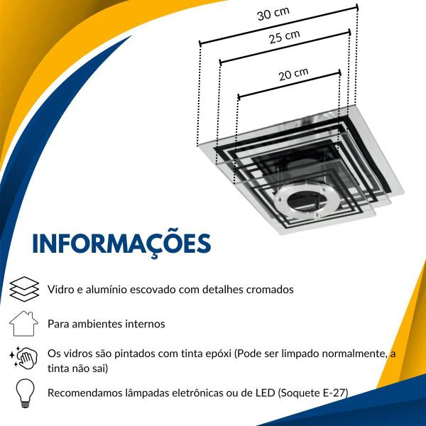 Imagem de Pendente de Vidro Quadrado - Preto - Sala Quarto Cozinha