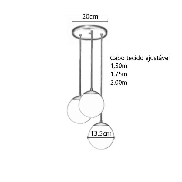 Imagem de Pendente Dourado Globo Triplo 20cm - Alumínio/Vidro