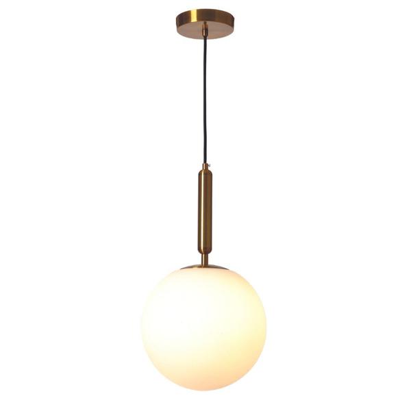 Imagem de Pendente Dourado Vidro Branco 25cm 1E27