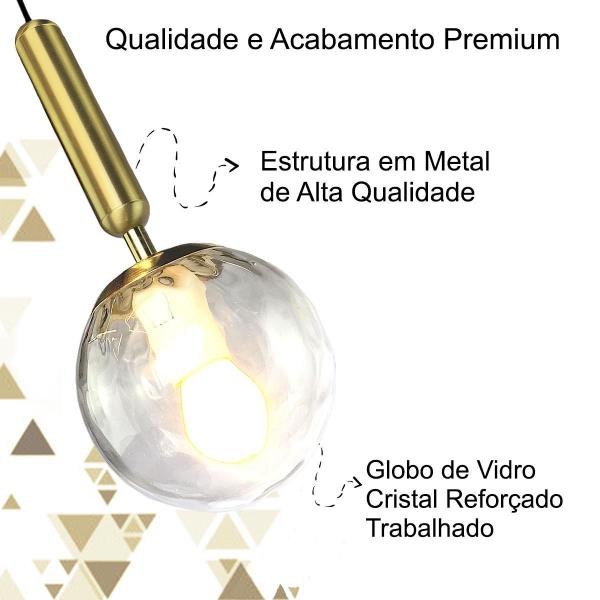 Imagem de Pendente Dourado Vidro Ondulado Transparente Quarto Bet23