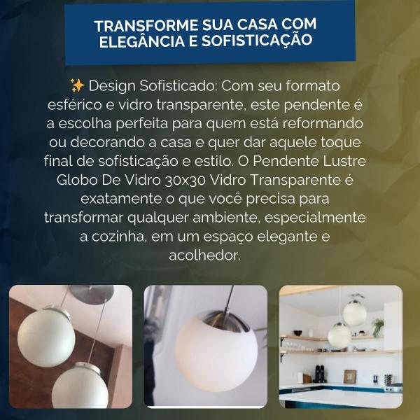 Imagem de Pendente Duplo Globo De Vidro Leitoso Renove Ambiente 30x30