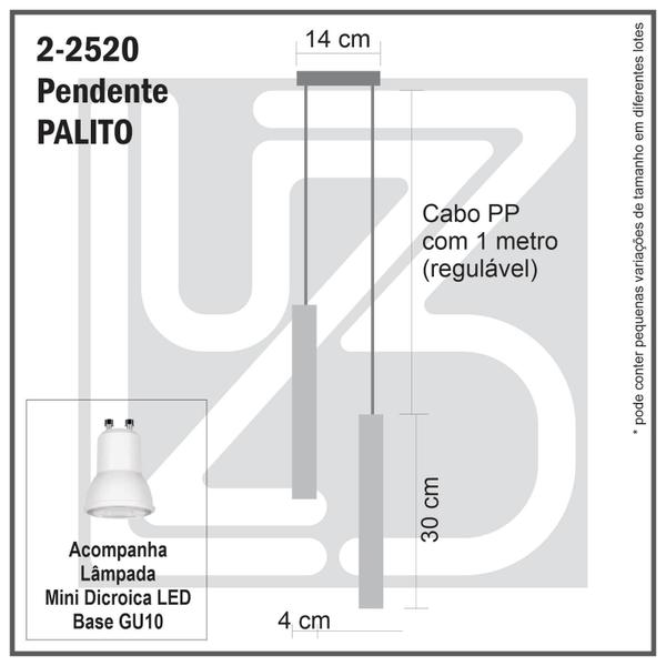 Imagem de Pendente Duplo Tubo Palito Moderno 30Cm Preto