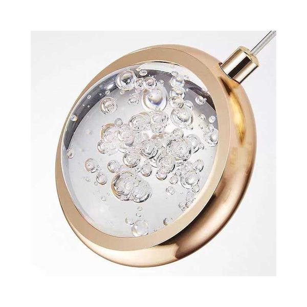 Pendente Esfera Cristal Bolhas Metal Dourado LED 7W 3000K Bivolt - PARIS LUZ Imagem de Pendente Esfera Cristal Bolhas Metal Dourado LED 7W 3000K Bivolt