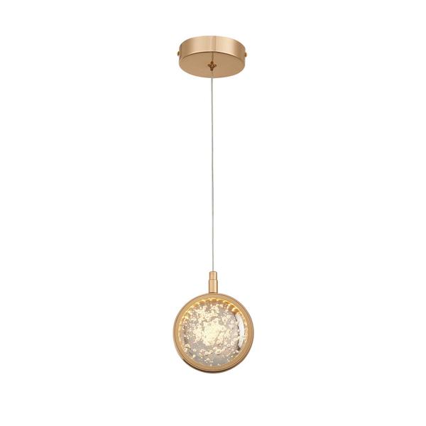Pendente Esfera Cristal Bolhas Metal Dourado LED 7W 3000K Bivolt - PARIS LUZ Imagem de Pendente Esfera Cristal Bolhas Metal Dourado LED 7W 3000K Bivolt