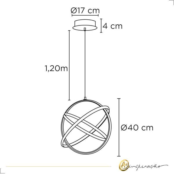 Imagem de Pendente Esfera LED 50W - Iluminação Única