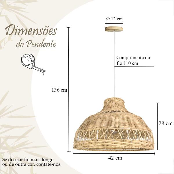 Imagem de Pendente Fibra Natural Rattan Boho Artesanal E27 Nat83