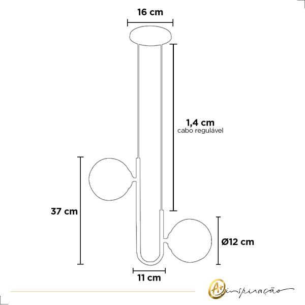 Imagem de Pendente Gaber Globo 12CM 2XG9 Com Lâmpada Inclusa