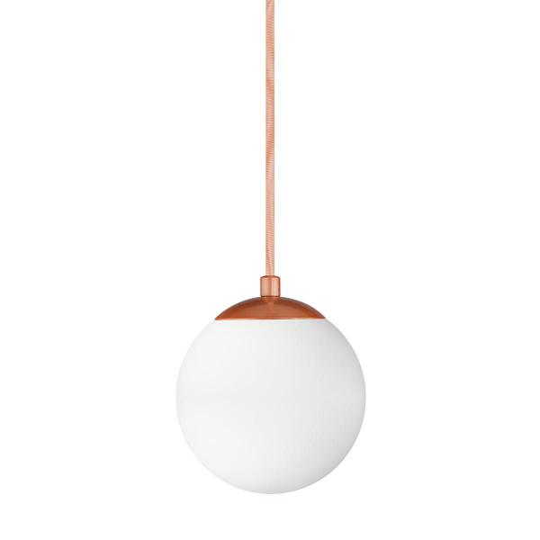 Imagem de Pendente Globo Esfera De Vidro Branco 14Cm - Bronze