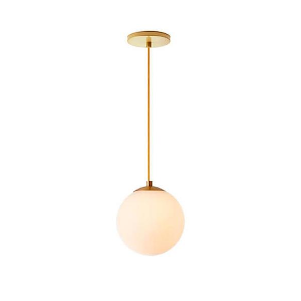 Imagem de Pendente Globo Esfera De Vidro Branco Fosco 14Cm - Ouro