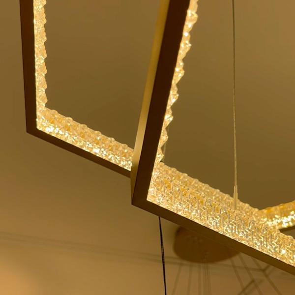 Pendente Hex Dourado 60/40cm 30W/20W 3000K Bivolt - Bella Iluminação - GD005 Imagem de Pendente Hex Dourado 60/40cm 30W/20W 3000K Bivolt - Bella Iluminação - GD005