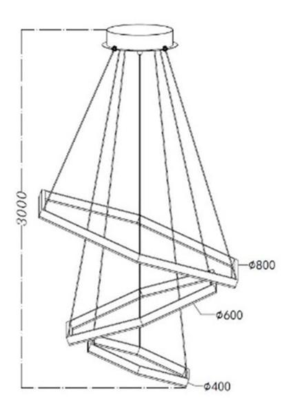 Imagem de Pendente Hexágono Dourado Em Led 3000K Pd12512-3.000