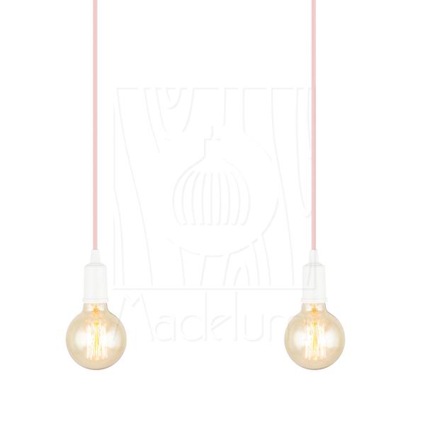 Pendente Industrial Cabo Tecido Duplo CR Vintage Rosa Claro - Madelumi Imagem de Pendente Industrial Cabo Tecido Duplo CR Vintage Rosa Claro
