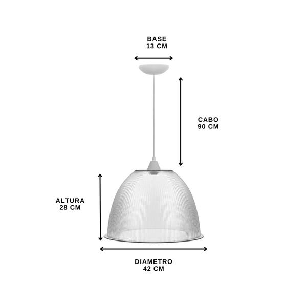 Imagem de Pendente Industrial Galpão 12' 16' 22' Polegadas 1 Lâmpada Soquete E27 Comercio Branco Preto Alumini