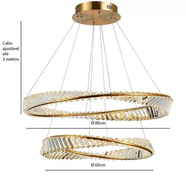 Imagem de Pendente Inis Dourado 80cm 122w 3000k Led - Dw012l - Bella