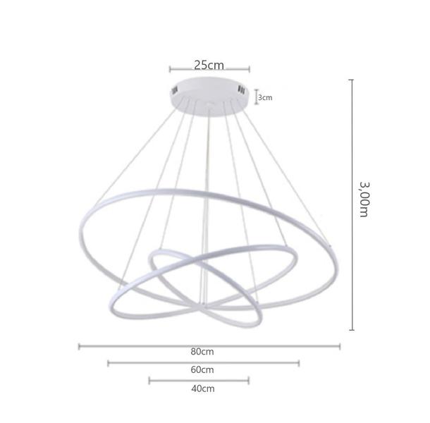Imagem de Pendente Led 3 Anéis 80cm Branco Hall Sala Mesa Bancada Gourmet