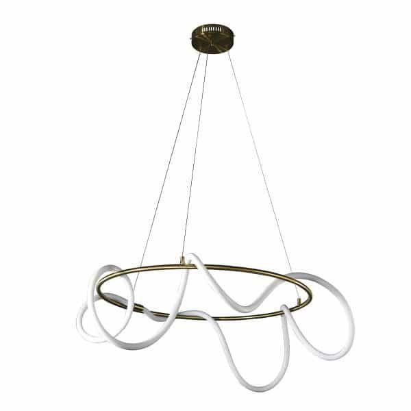 Imagem de Pendente Led 45w 2700k Kotel Metal e Silicone Dourado 80cm Mais Luz