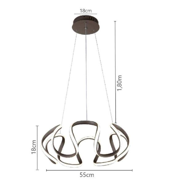 Imagem de Pendente Led  55Cm Para Mesa  De Jantar  Living