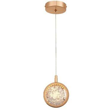 Imagem de Pendente LED 6W 3000K 12Cm Metal E Cristal Com Dourado Bivolt Sindora