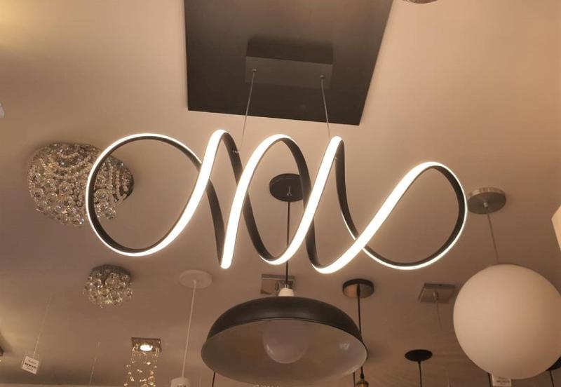 Imagem de Pendente Led 70cm Preto Mesa Gourmet  Sala De Jantar Quarto