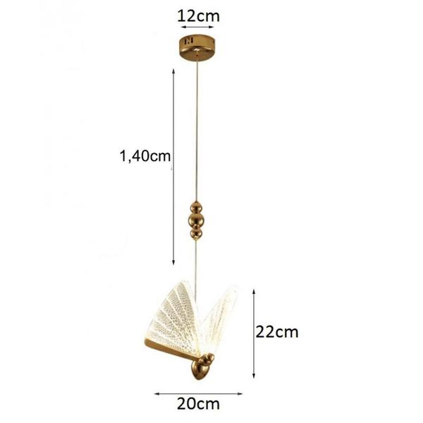 Pendente Led Borboleta Dourado Bivolt - GMH Imagem de Pendente Led Borboleta Dourado Bivolt