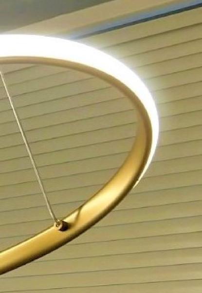 Imagem de Pendente Led Moderno 80cm Dourado Para Mesa Sala De Jantar Quarto Living Área Gourmet