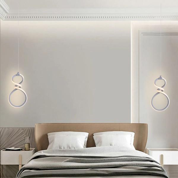 Imagem de Pendente Led Perfil Infinito Vertical Moderno Luz Branco Quente 3000K Lustre Dourado Preto Branco Bivolt 110V 220V Para Sala Estar Quarto Cabeceira