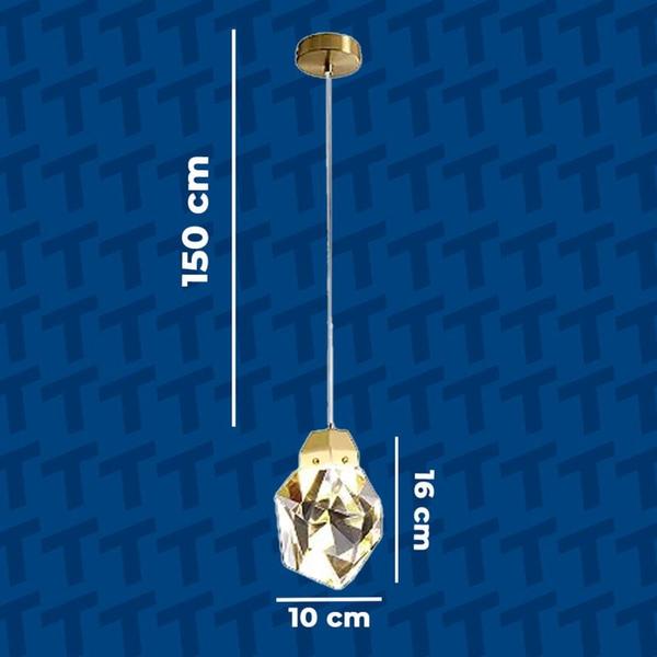 Imagem de Pendente Led Roca 8w 3800k 10cm Ouro Fosco/Transp. Bivolt