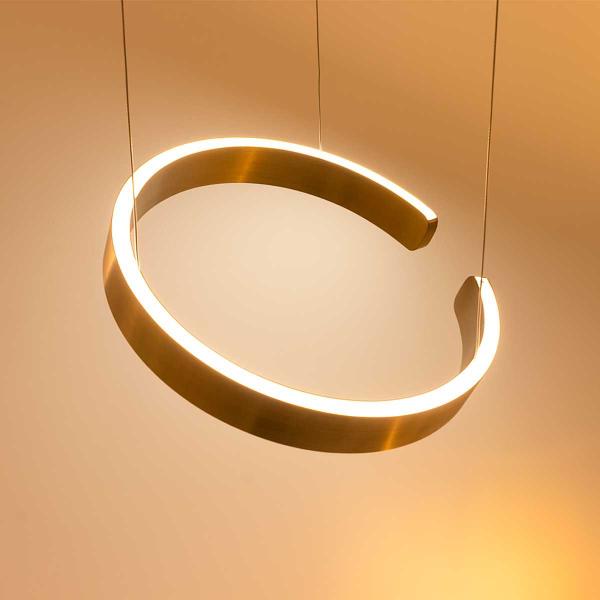 Imagem de Pendente LED Tato Arco 35W Dourado Dimerizável Ø400x52x19mm Cabo Ajustável Pix Iluminação