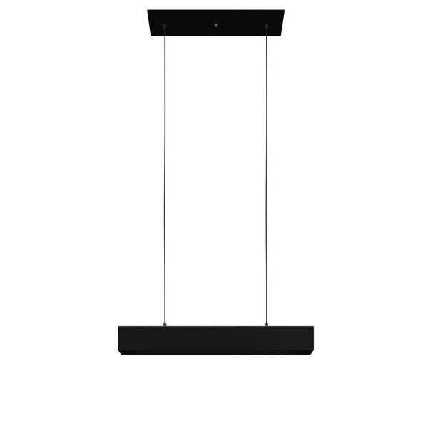 Imagem de Pendente Linear De Madeira Lustre Retangular 70cm Preto Tubular T8 Para Sala Cozinha Escritorio