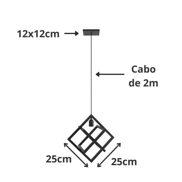 Imagem de Pendente Luminária Cubo Industrial Preto