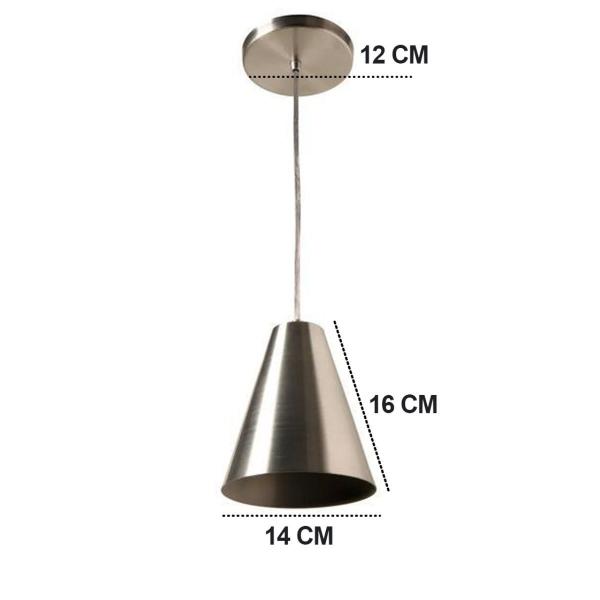 Imagem de Pendente Luminária De Teto De Alumínio Modelo Cone Soquete E-27 Bivolt - Escovado