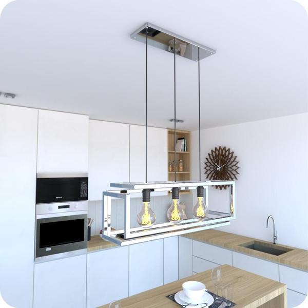 Imagem de Pendente Luminária Industrial Inox Infinity Triplo