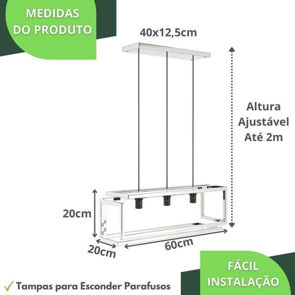 Imagem de Pendente Luminária Industrial Inox Infinity Triplo