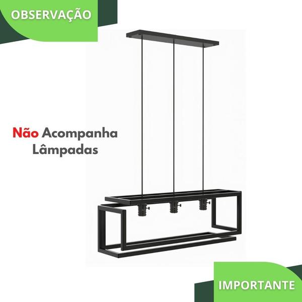 Imagem de Pendente Luminária Industrial Preto Infinity Triplo