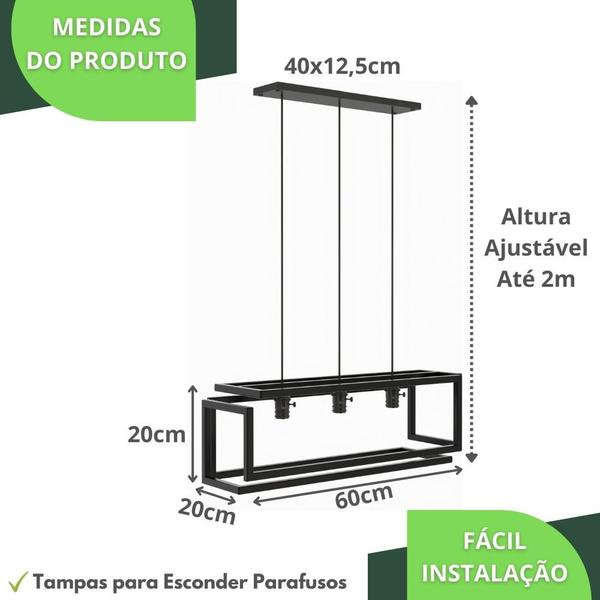 Imagem de Pendente Luminária Industrial Preto Infinity Triplo