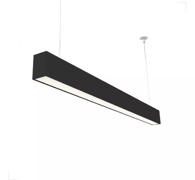 Imagem de Pendente luminaria led linear retangular escritório office 30w 3000k bivolt preto