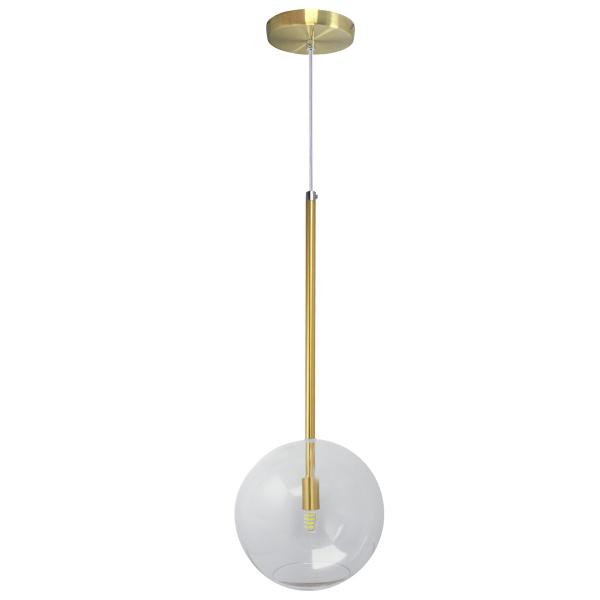 Imagem de Pendente Luminária Lux Dourado Globo Cristal 20Cm Vidro + Led 