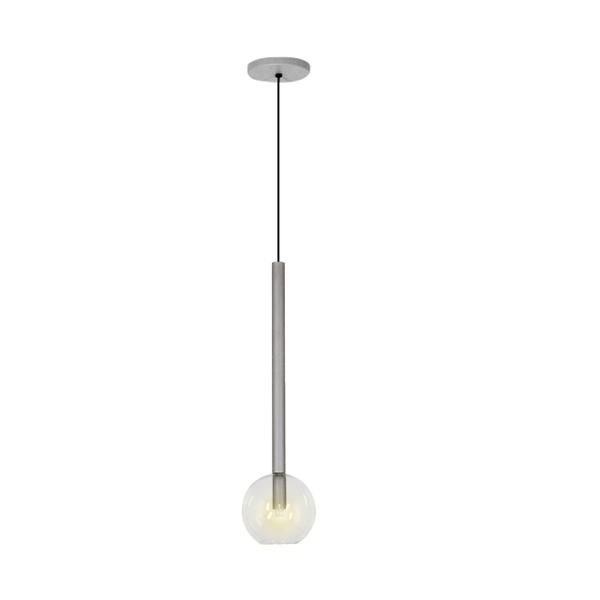 Imagem de Pendente Luminária Teto Lustre Tubo Globo Vidro 14cm Prata