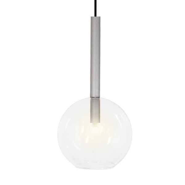 Imagem de Pendente Luminária Teto Lustre Tubo Globo Vidro 20cm Prata