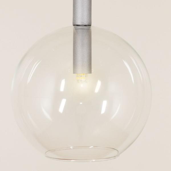 Imagem de Pendente Luminária Teto Lustre Tubo Globo Vidro 20cm Prata