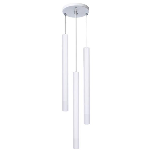 Imagem de Pendente Luminária Tubo Branco 40 Cm Triplo + Led Branco Neutro