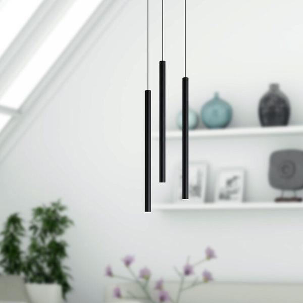 Imagem de Pendente Luminária Tubo Preto 50 Cm + Lâmpada LED Branco Quente