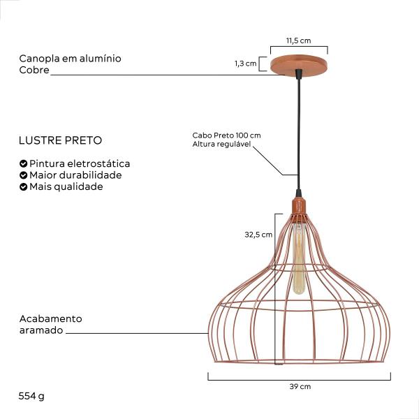 Imagem de Pendente Lustre Aramado Masterchef G - Cobre