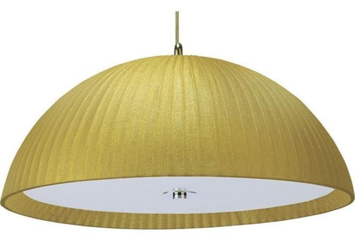 Imagem de Pendente Lustre Arges Tecido Dourado Para Led 40 Cm